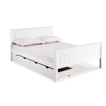 Alaterre Furniture Harmony Full Wood Platform Bed with Storage Drawers, White AJHO20WHS